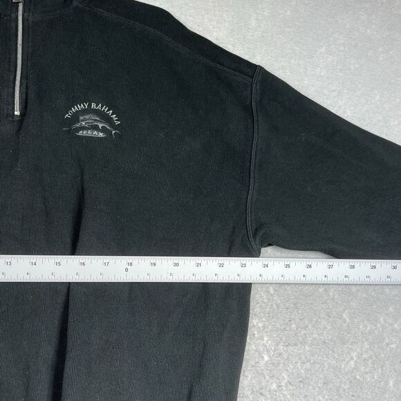 TOMMY BAHAMA RELAX Tobago 1/4 Zip Pullover Sweater Men’s Small Black Long Sleeve - Picture 6 of 14